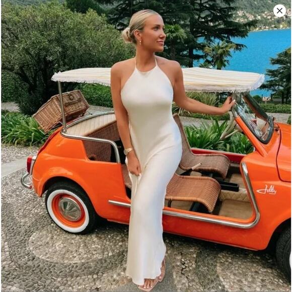 Reformation Jeany Silk Halter Dress Sunshine Size S - Picture 5 of 10